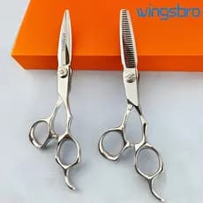 wingsbro Tesoura De Corte De Cabelo Prateada De 6.5 Polegadas , Profissional De Estilo De Alta Qualidade Plana E De Desb