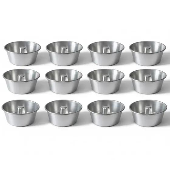 Kit Mini Formas Pudim Bolo Vulcão Nº12 300ml Forminha Alumínio Para Confeitaria Sobremesas