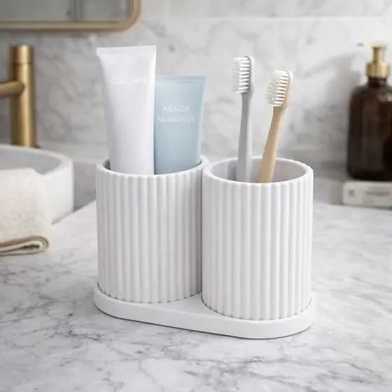 Porta Escova de Dente Duplo| Porta pincel | Porta canetas Suporte Minimalista – Design Moderno