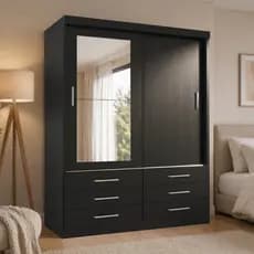 Guarda Roupa Solteiro Capri 2 Portas 6 Gavetas Com Espelho