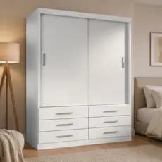 Guarda Roupa Solteiro Capri 2 Portas Correr 6 Gavetas
