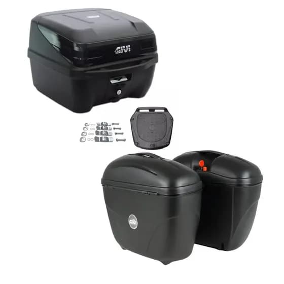 BAÚ MOTO 33L MONOLOCK TRAFFIC III PRETO + BAU 21L LATERAL CRUISER E21N GIVI XRE lander bros fazer dominar400 twister 300