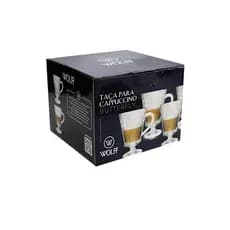 CONJUNTO 4 XÍCARAS LINES BUTTERFLY 240ML EM VIDRO PARA CAPPUCCINO WOLFF
