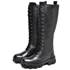 Bota Coturno Dubuy Tratorada Feminina Cano Alto Galocha Preto Doha 1800FG