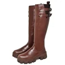 Bota Cano Alto Dubuy Feminina Marrom Com Fívela ROMA Original 1814FG
