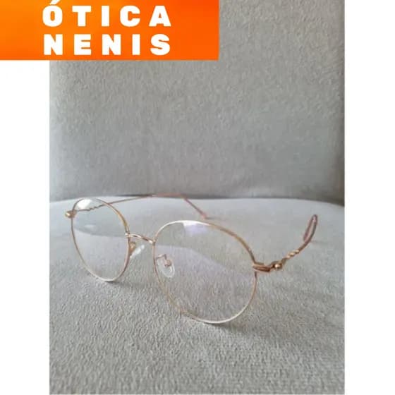 Óculos Armação redonda masculina feminina unissex de metal elegante Dourada lançamento modelo 17164