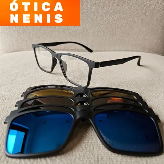 Armação para óculos Quadrado Clip On clipon 5 em 1 retangular Masculino Polarizado quadrada 9810