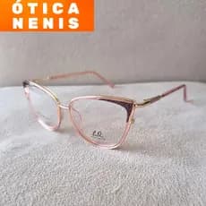 armação para óculos feminina gatinho metal com acetato resistente feminino quadrado modelo lq6222