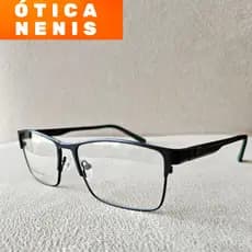 Armação para óculos masculino metal masculina com mola de proteção e plaqueta modelo isa15036