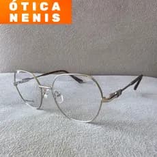Armação feminina metal arredondada hexagonal unissex masculina feminino masculino dourada isa61004