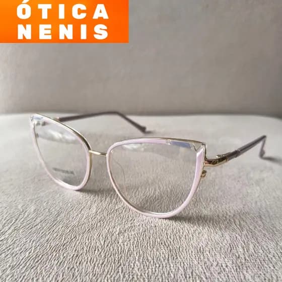 armação para óculos feminina gatinho metal com acetato resistente feminino quadrado modelo lq6219