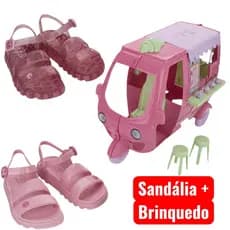 Sandália Barbie Sorveteria Original com NF Carrinho Kit + Sandália Disney Grendene Kids  23221