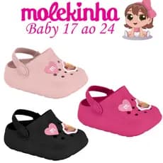 Clog Babuche Baby Molekinha Original com NF e Apliques Bottons Capivara Bebê 2749.102 2749102