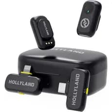Hollyland LARK A1 Mini Duo Combo Microfone Sem Fio Mini para iPhone 15/16 e Android (2TX + USB-C RX) Microfone Magnético