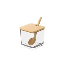Pote com Colher em Bambu Linha Brisa Coza - Porta Mantimentos - Mesa Posta