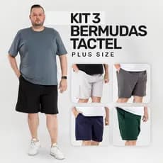 Kit 3 Bermudas Tactel Plus Size Masculina Premium, Bolsos Laterais - Academia, Casual e Esportivo