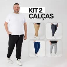 Kit 2 Calças Jogger Plus Size Moletom Masculina, Bolsos Laterais - Moda Casual e Esportivo