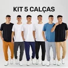 Kit 5 Calças Jogger Moletom Masculina - Bolsos Laterais - Conforto e Estilo, Casual e Esportivo