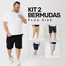 Kit 2 Bermudas Plus Size Moletom Masculina Premium Bolsos Laterais para Celular Academia Esportivo