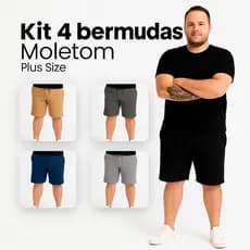 Kit 4 Bermuda Moletom Plus Size Masculina Bolsos Laterais para Celular-Short Academia Masculino-Moda Casual Esportiva