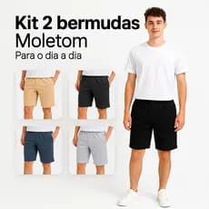 Kit 2 Bermudas Masculina Moletom Premium, Bolsos Laterais - Short Academia, Moda Casual e Esportiva