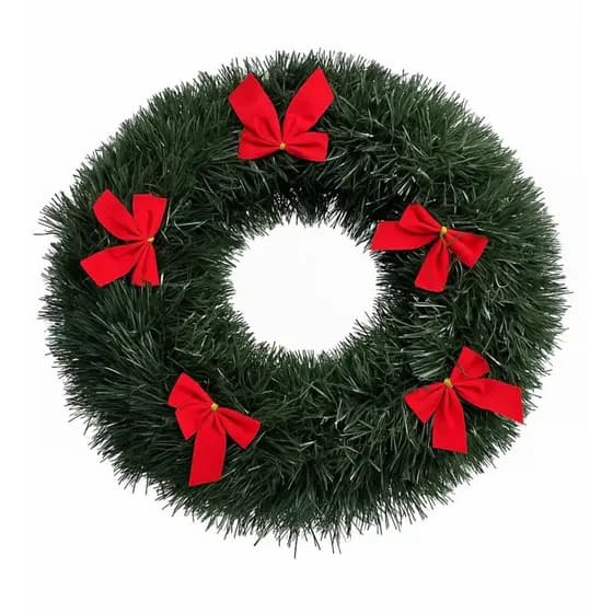 Guirlanda Natal Verde Com Laços Vermelho Grande 44CM Decoração Porta