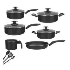Conjunto De Panela 6 Pçs Teflon Antiaderente Tampas De Vidro