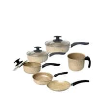 Conjunto Panela Caçarolas Antiaderente  9 pecas Vanila Granito