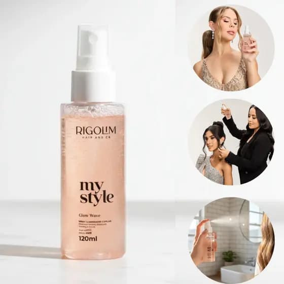 Rigolim Glow Wave Spray Brilho Líquido e Protetor para Cabelo 120ml
