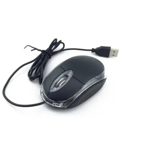 Mouse  USB óptico com led mini Preto com Fio