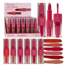 Batom Duo 2 em 1 Ruby Rose LANÇAMENTO Lip Twice Alta Pigmentação Longa Duração