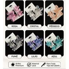 Kit 3 Presilhas Flor Holográfica Grande + Pequenas | Piranha de Cabelo Estilo Coreano