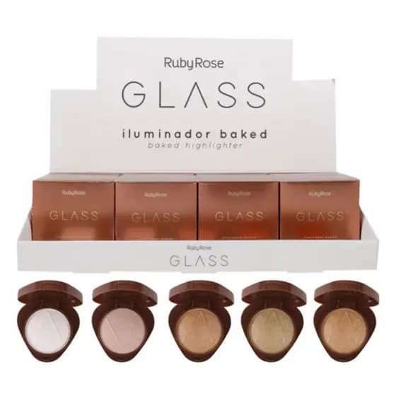 Iluminador Compacto Ruby Rose Glass com Efeito Glow Natural 9g