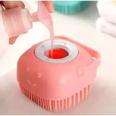 🧴 Escova de Banho Pet 🐕🐈 com Dispenser 125ml 💧 Silicone Macio 🛁 Limpeza Fácil 🧼 Prática ✨
