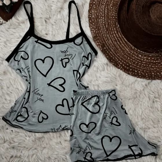 Pijama Baby Doll Short Doll Alça Suede Feminino Conforto Alcinha