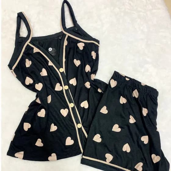Pijama Americano Feminino Verão Alça Blogueira Amamentação Com Botões