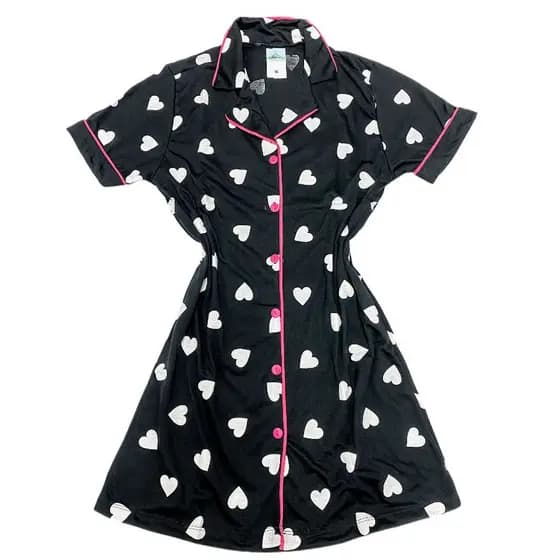 Camisola Estilo Americano Com botões Manga Curta Amamentação Chemise manga curta  Malha  Confortável