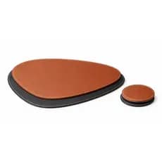 Kit 2 Jogo Americano Sousplat Couro Costurado Dupla Face Decoração Mesa Posta + Porta Copos