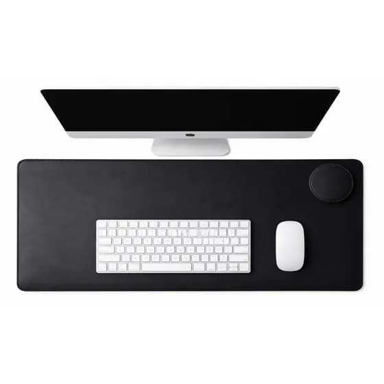 Mouse Pad 70x30cm Desk Pad Grande Couro Gamer Escritório Costurado Minimalista + Porta Copo