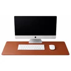 Kit Mouse Pad 20x20cm + Desk Pad 70x30cm Couro Escritório Gamer Mesa Minimalista Office + Porta Copo