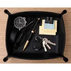 Porta Treco Objetos Organizador de Mesa Escritório Couro Sintético Minimalista