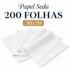 Papel Seda Branco 30x70cm 200 Unidades Premium Para Embalagens