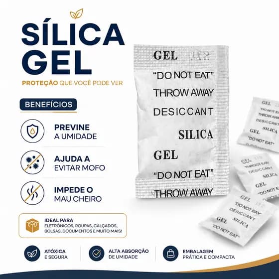Kit Sachês Sílica Gel 1g Anti Mofo Tira Umidade Desumidificador