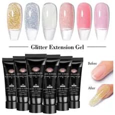 MEET ACROSS Gel Acrílico De Extensão De Unhas Sequências De Glitter De Poliuretano Quick Building