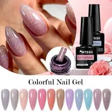 MTSSII Gel Polonês 7ml Glitter Base Semi-Permanente Top Coat Unhas Manicure