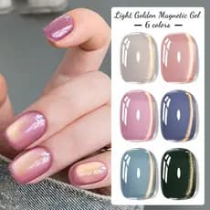 MEET ACROSS 7ml Gel Magnético Dourado Claro Olho De Gato Para Unhas UV Glitter Auroras Brilhante Polonês Manicure