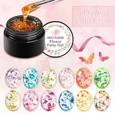MEET ACROSS Flores Unha Polonês Gel Natural Flor Seca Fadas Série Soak Off UV Nail Art Nails