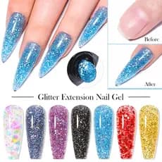 MEET ACROSS 20ML Gel De Extensão De Unhas Semi Permanente Duro Acrílico Cristal Glitter Esmalte UV