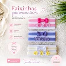 Kit Faixa Bebê Laço Menina Faixa Recém Nascido Laço Cabelo Menina