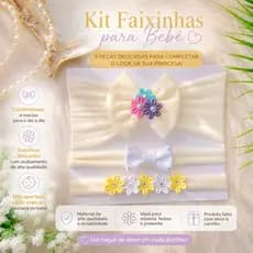 Kit Faixa Bebê Laço Menina Faixa Recém Nascido Laço Cabelo Menina